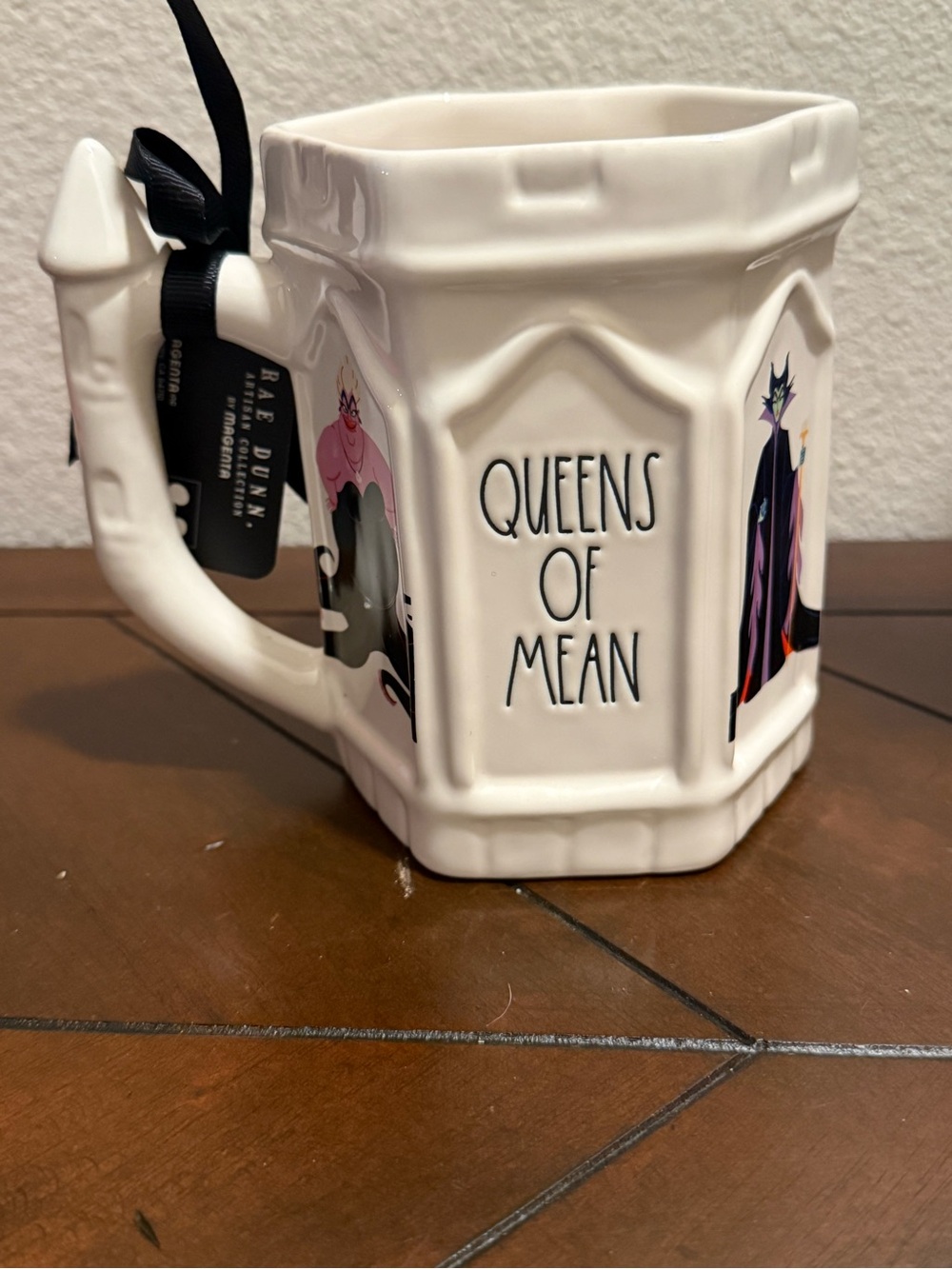 Rae Dunn x Disney White 'Queens of Mean' Ceramic Mug with Colorful Villain Art